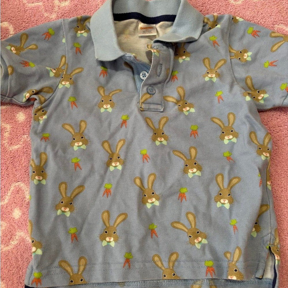 Gymboree Blue Bunny Print Polo Shirt
